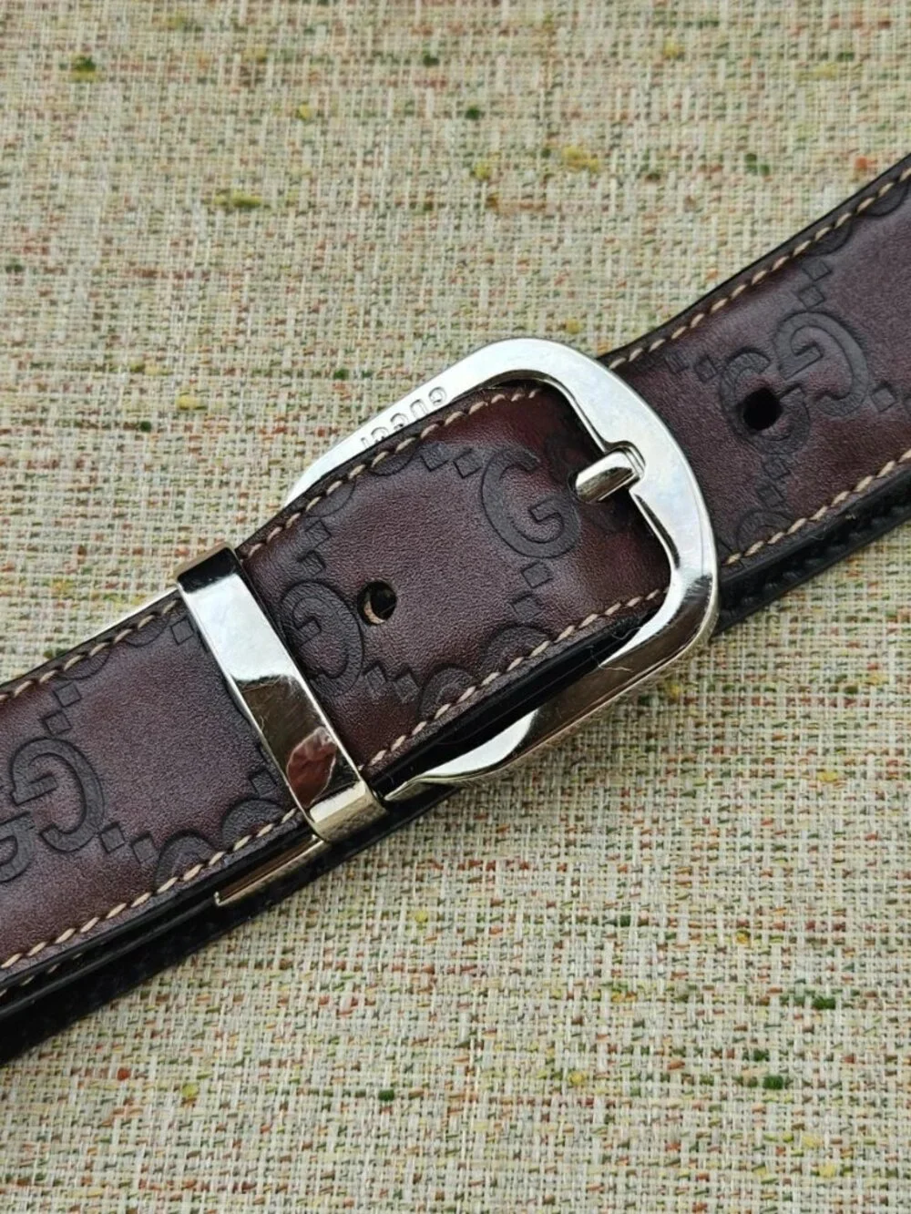 Vintage Gucci Belt Reversible Brown/Black Genuine Leather Pin Buckle Made Italy
